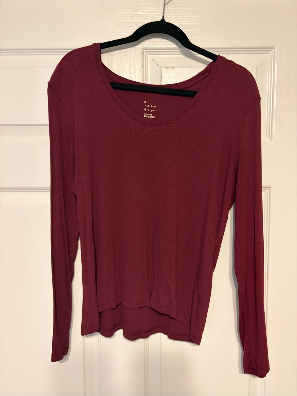 A New Day Burgundy Long Sleeve Scoop Neck Top Women’s XL